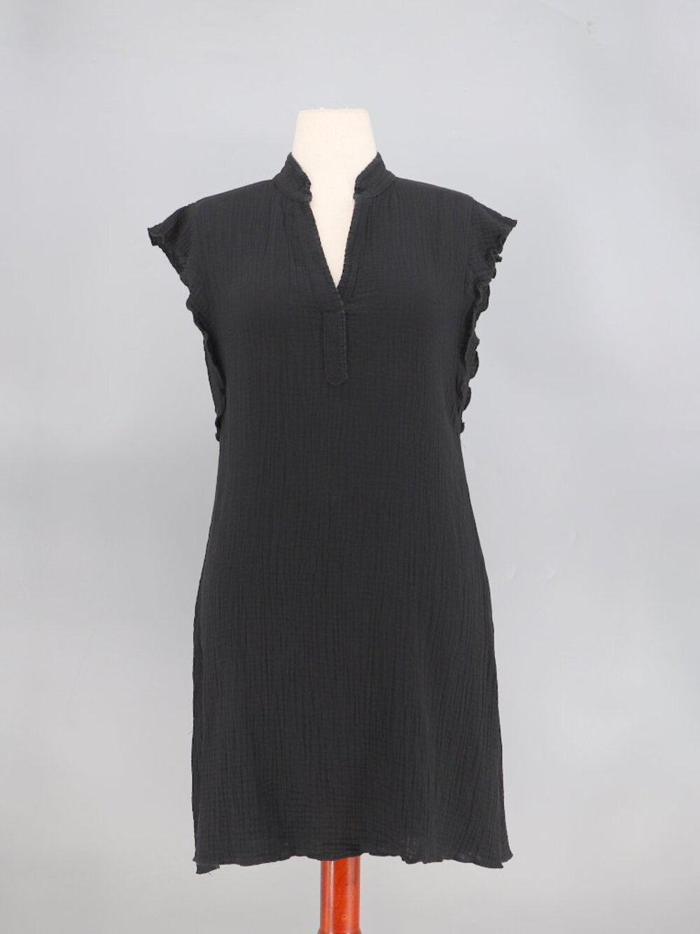 SITANO Como Black Cotton Gauze Dress Lightweight Size L